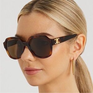 Celine Tortoise Shell Sunglasses with Gold Accent